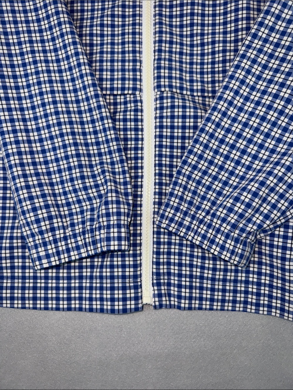 T by Talbots Lightweight Zip Up Jacket Blue & White Plaid Size Large Petite - Picture 7 of 10